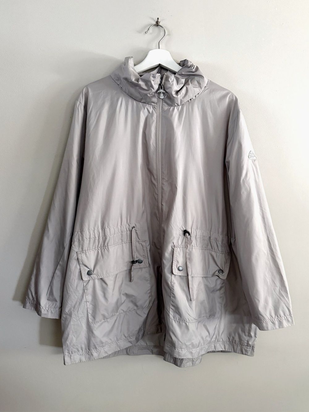 Barbour Jacket Men 2X Beige Hooded Lightweight Utility Rain Coat Gorpcore